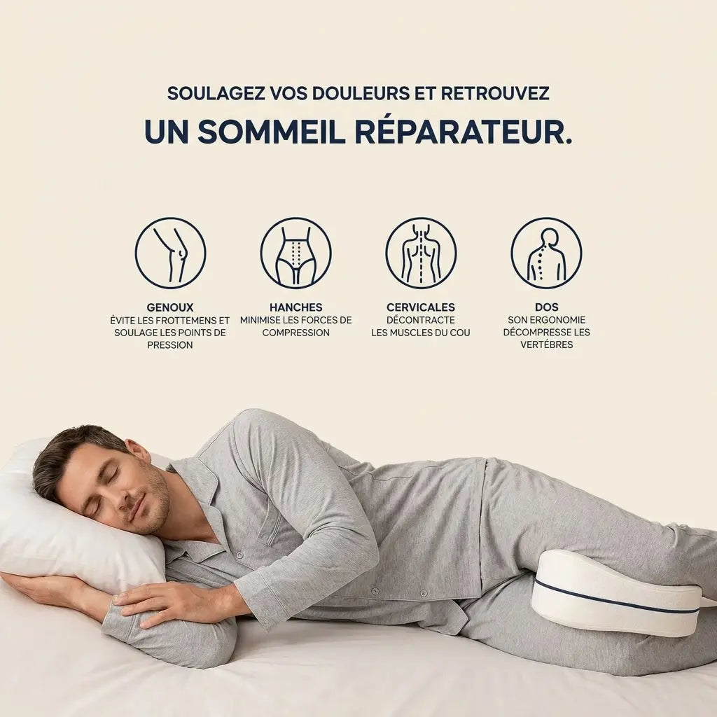 Coussin pour genoux pour dormeurs lateraux