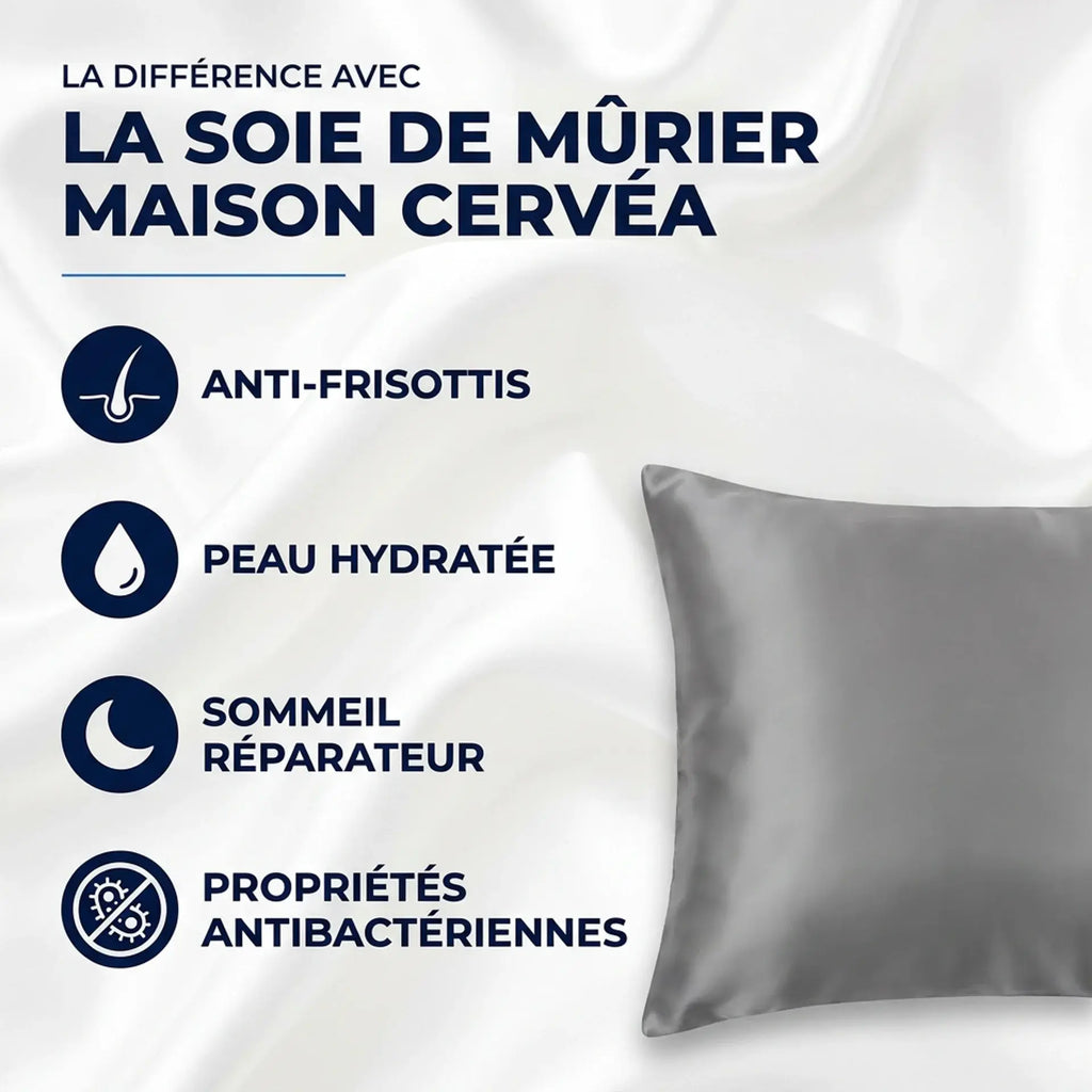 Taie d'Oreiller en Soie de Mûrier | Maison Cervéa