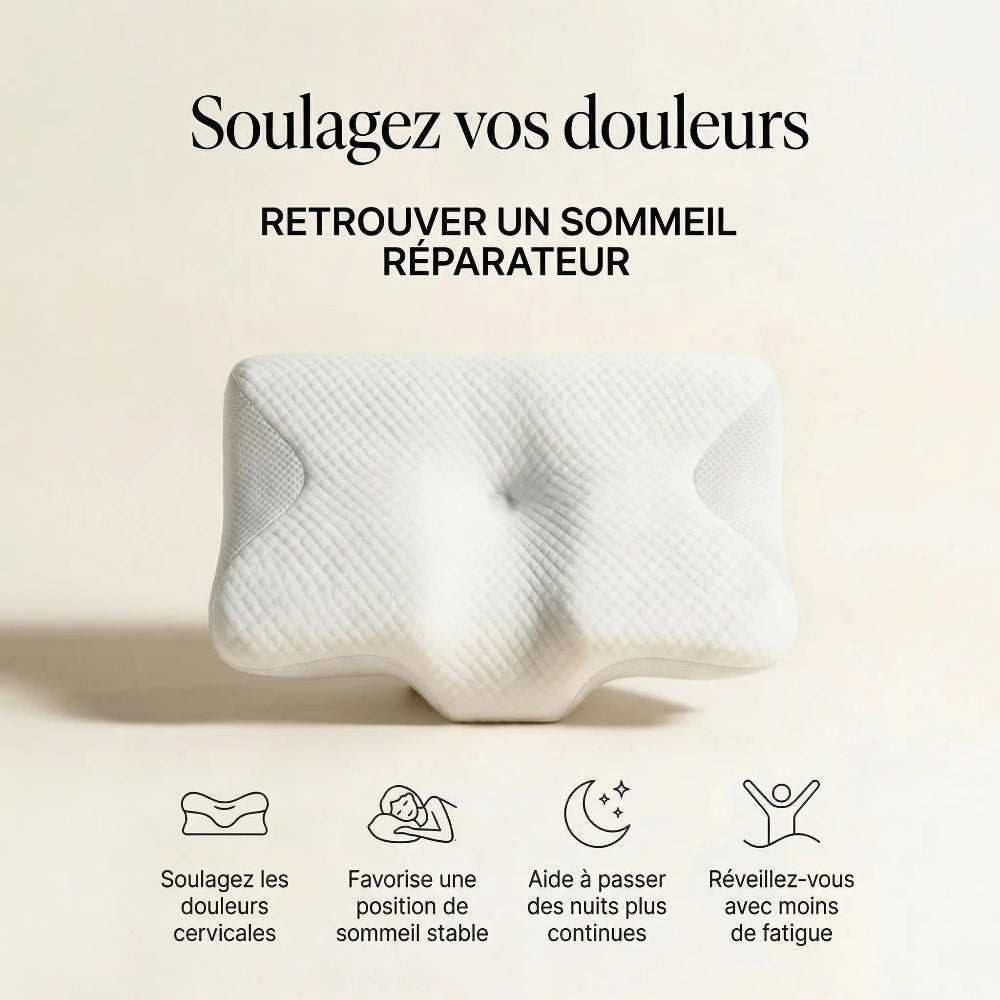 oreiller ergonomique blanc de face 