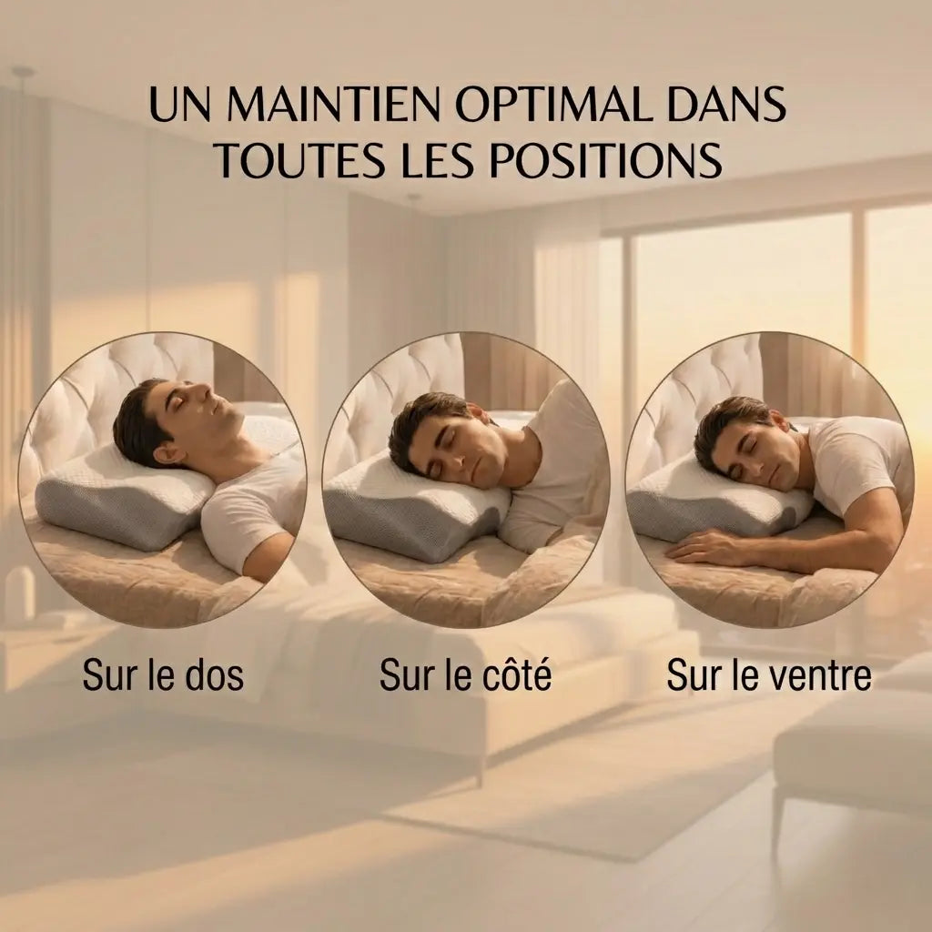 oreiller ergonomique cervical montrant les positions 2
