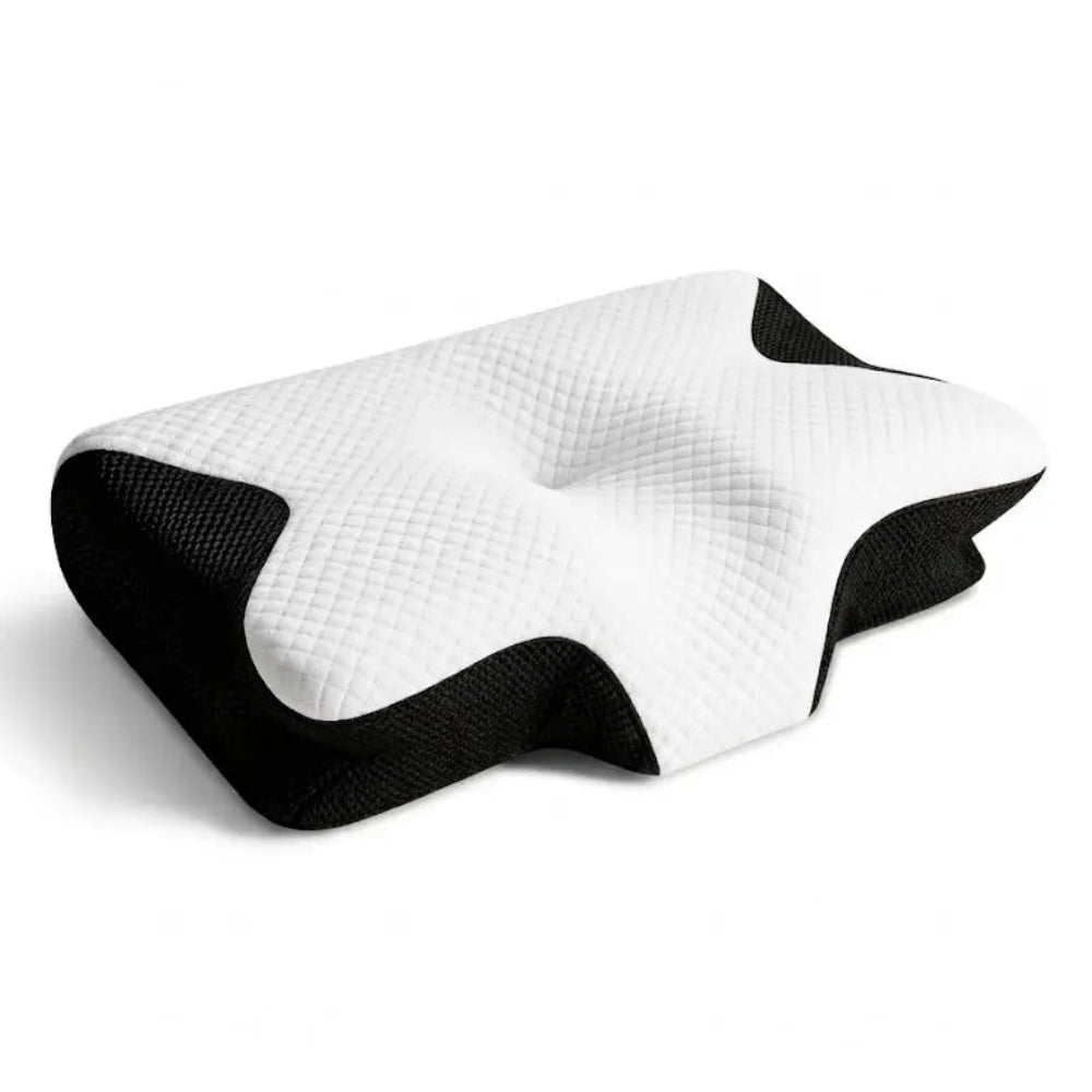 oreiller ergonomique noir fond blanc 